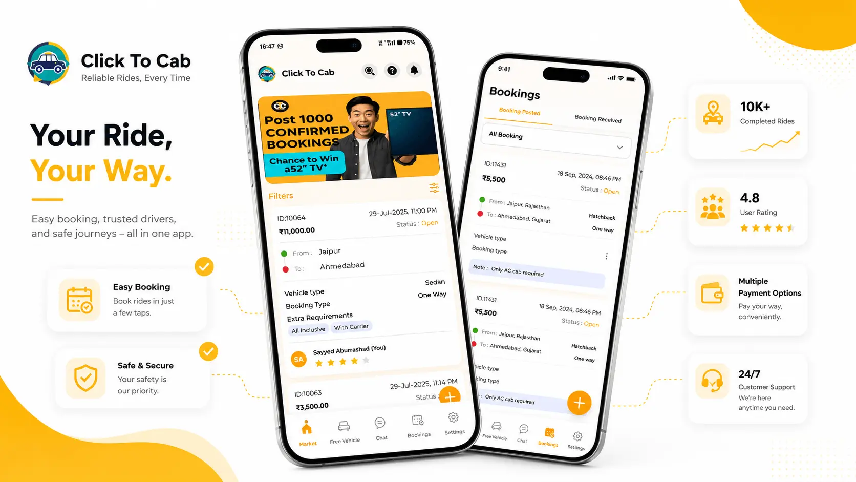 ClickToCab driver-to-driver booking marketplace