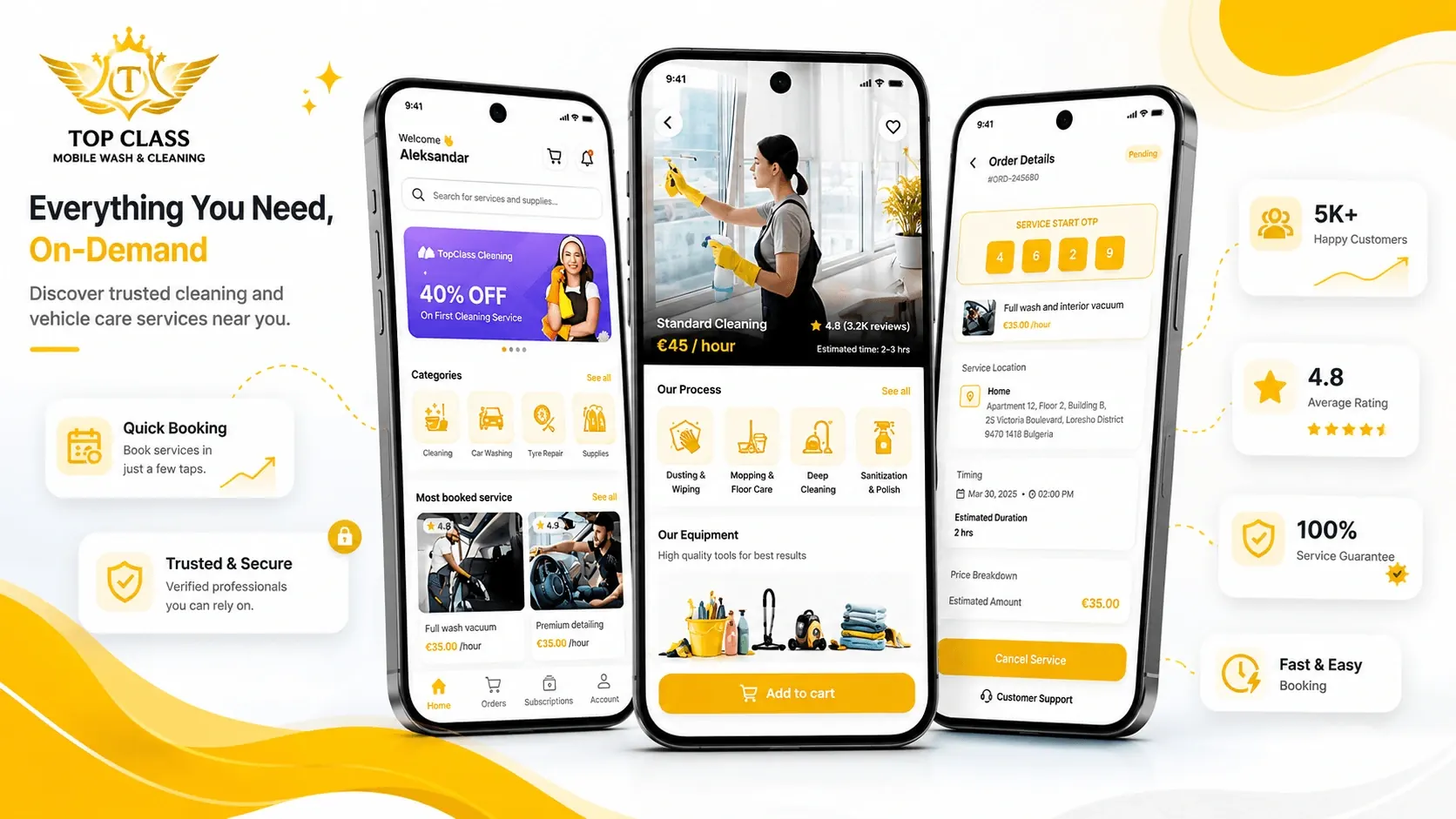 Top Class Cleaning on-demand platform